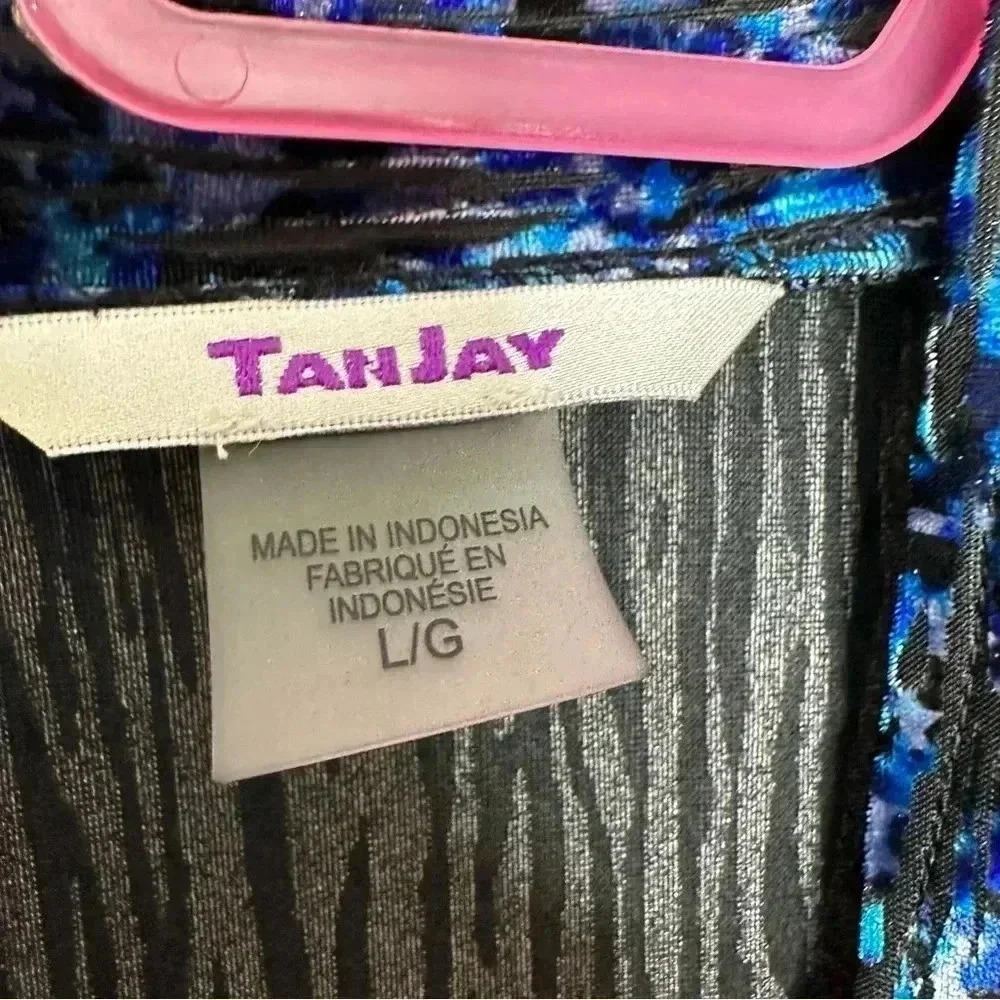Tanjay Cardigan  Velvet Blue / Black / White Size Large - Picture 9 of 16